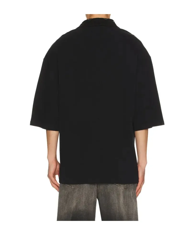 Amiri Stud Collar Oversized Polo Black