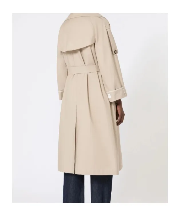Oversized Water-Repellent Twill Trench Coat - Sand