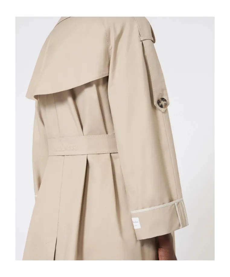 Oversized Water-Repellent Twill Trench Coat - Sand