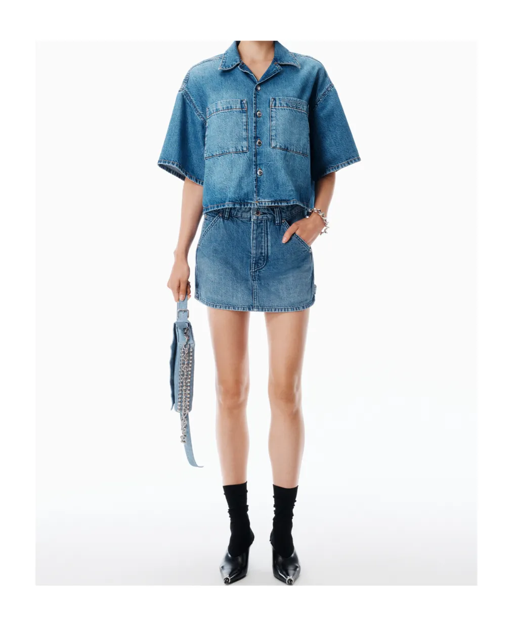 Alexander Wang Denim Carpenter Mini Skort