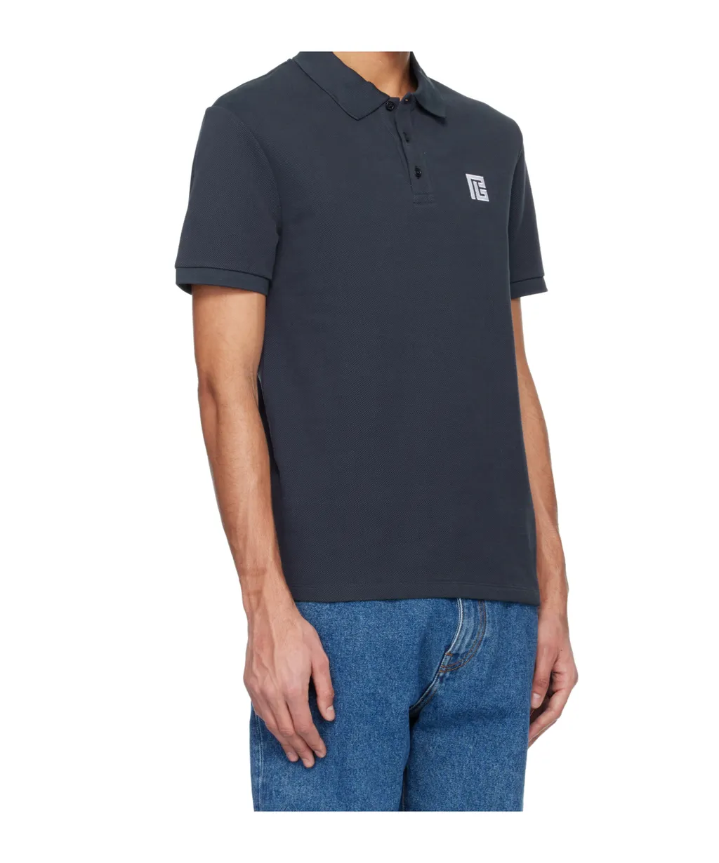 Balmain Logo Embroidered Short-Sleeve Polo Shirt