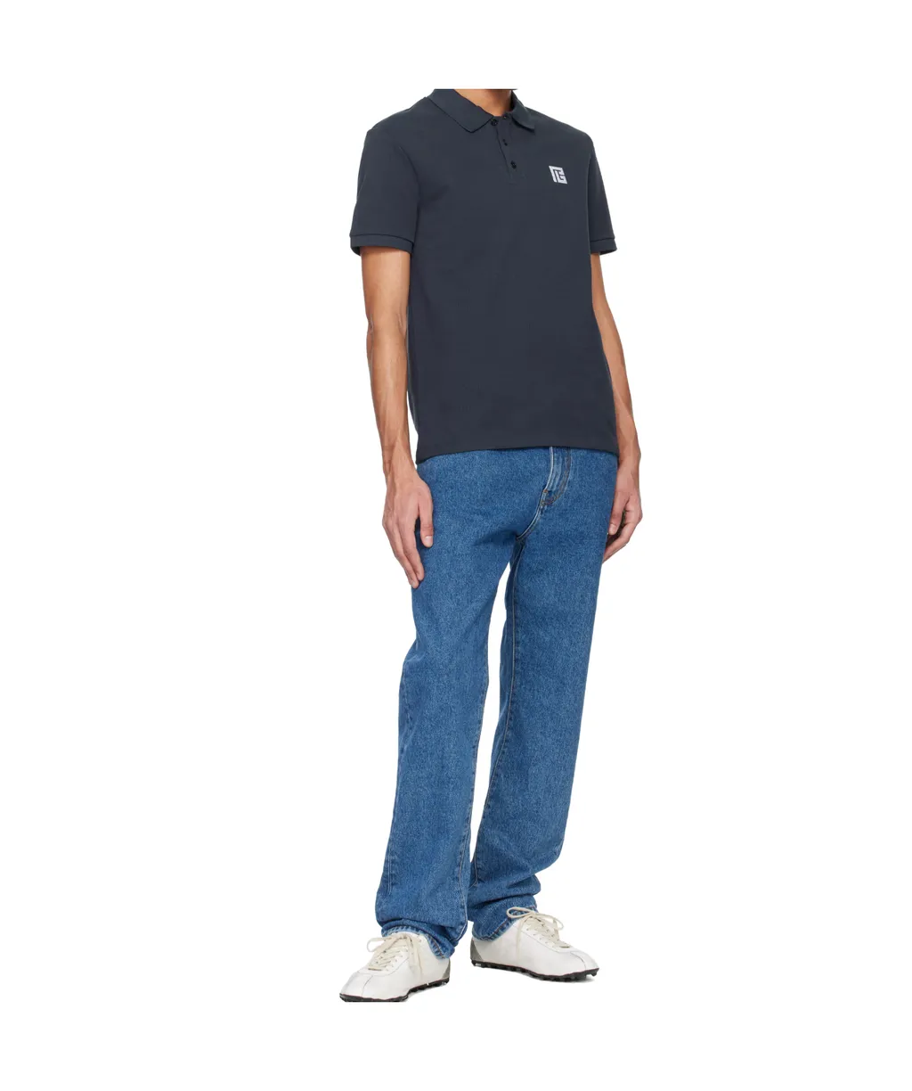 Balmain Logo Embroidered Short-Sleeve Polo Shirt