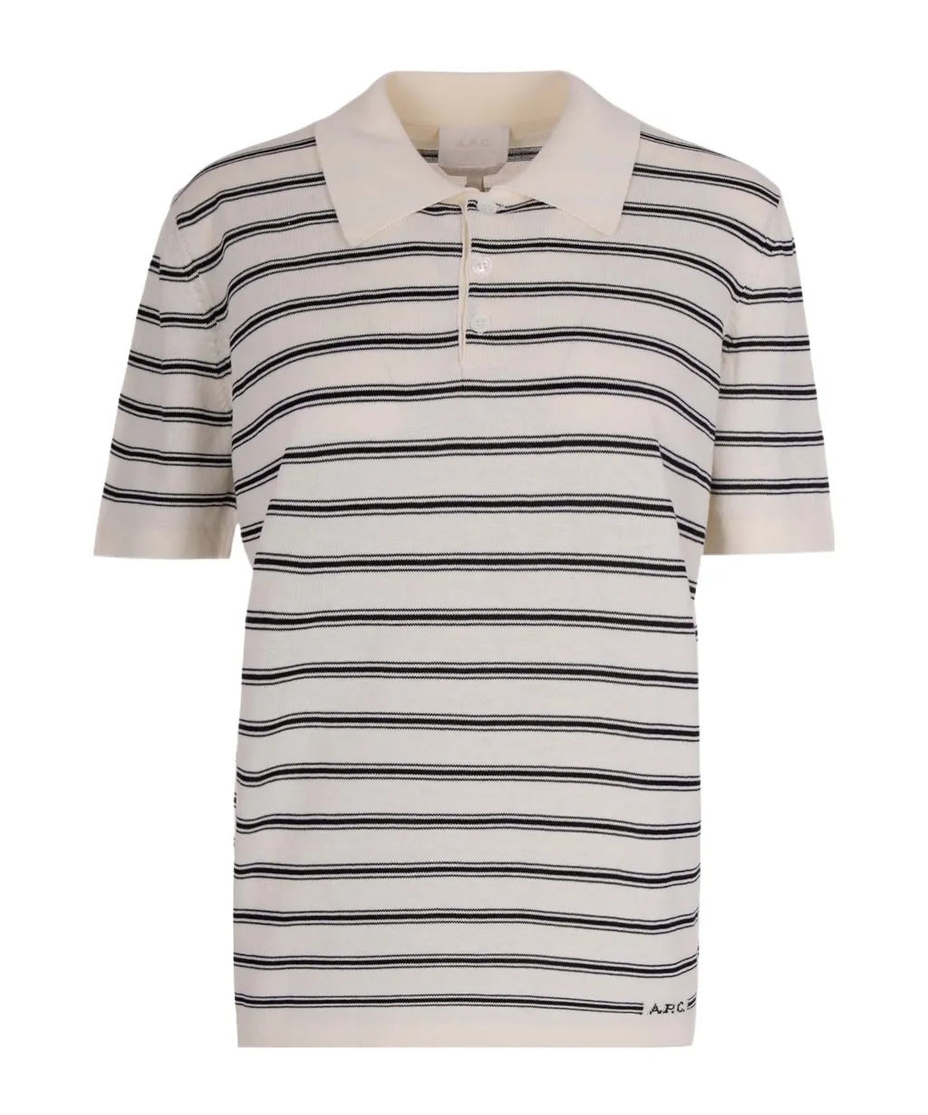 A.P.C. Short Sleeve Striped Knitted Polo Shirt