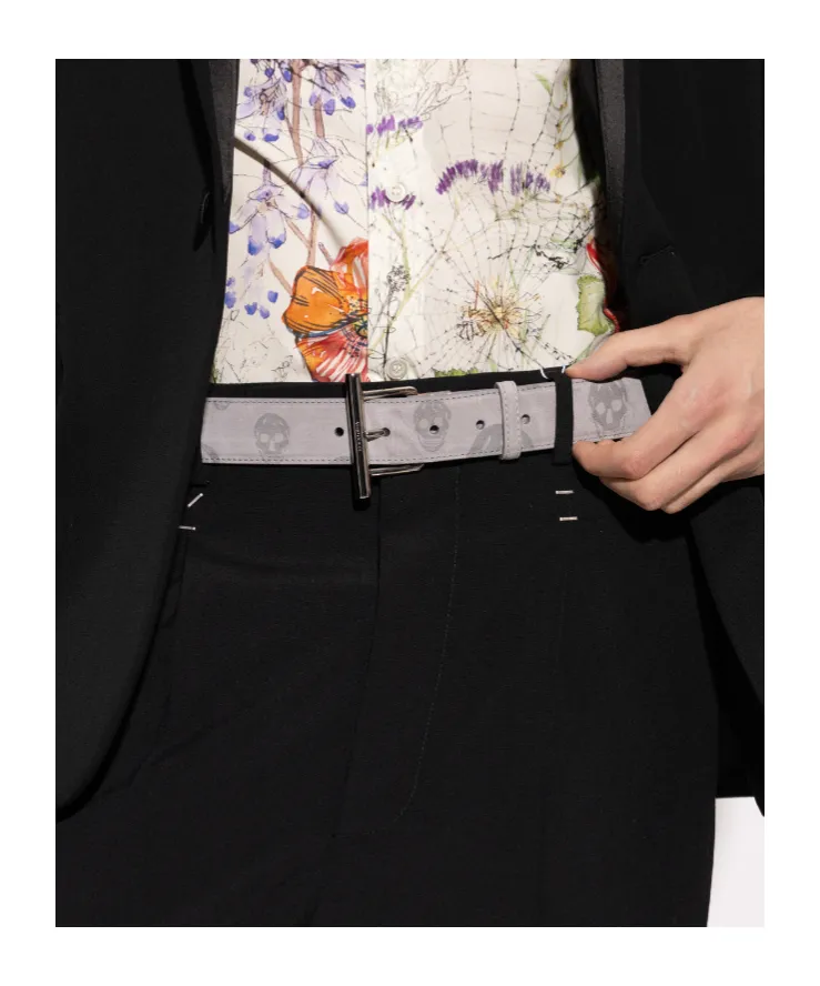 Alexander Mcqueen Skull Jacquard Buckle Belt