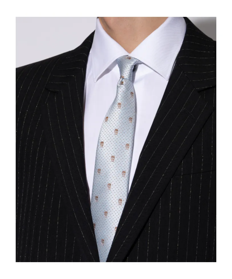 Alexander Mcqueen Skull-Jacquard Pointed-Tip Tie