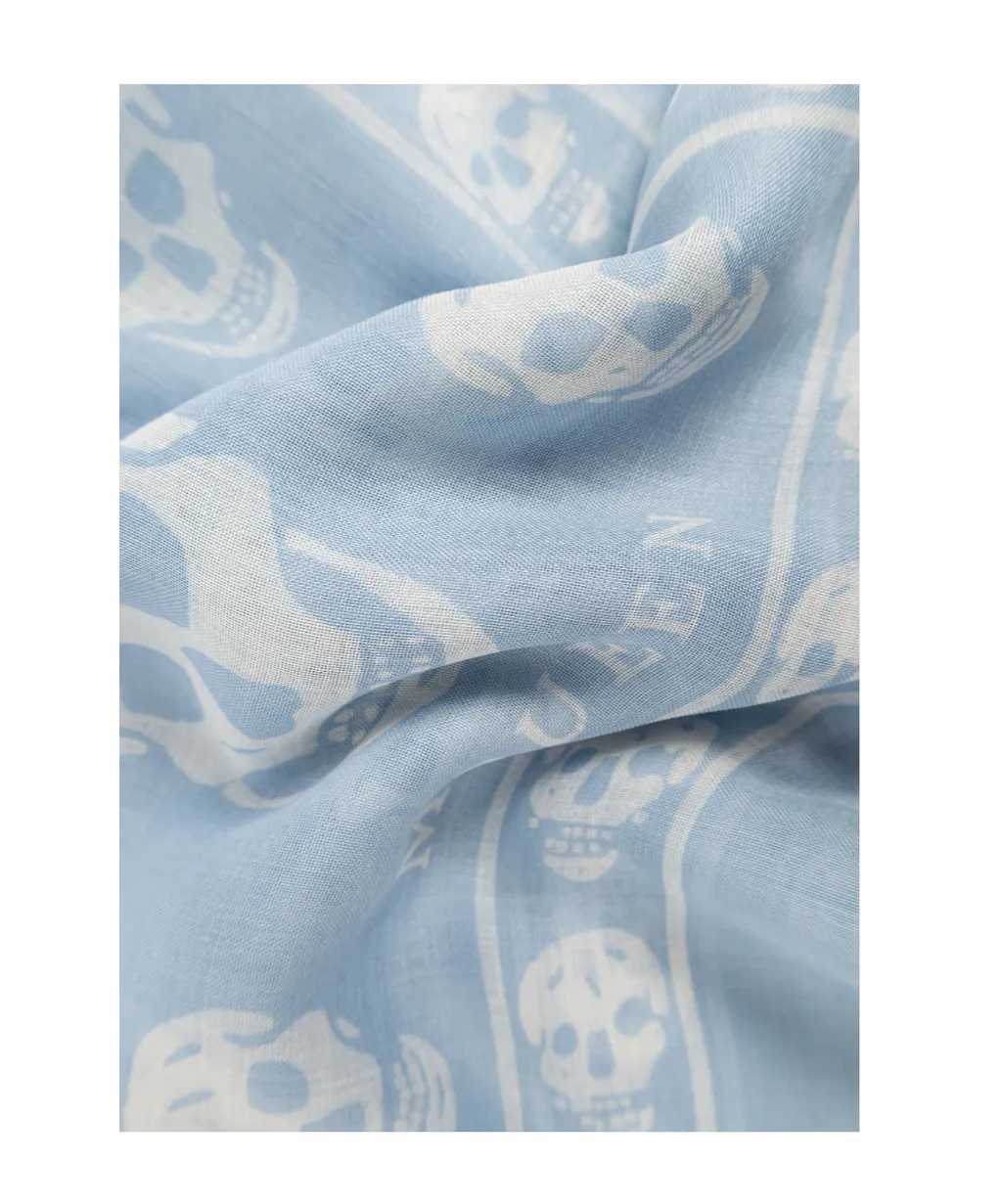 Alexander Mcqueen Classic Skull Printed Frayed-Edeg Scarf