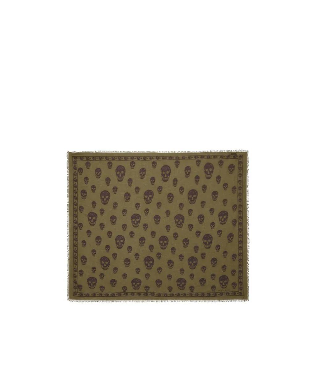 Alexander Mcqueen Classic Skull Printed Frayed-Edeg Scarf