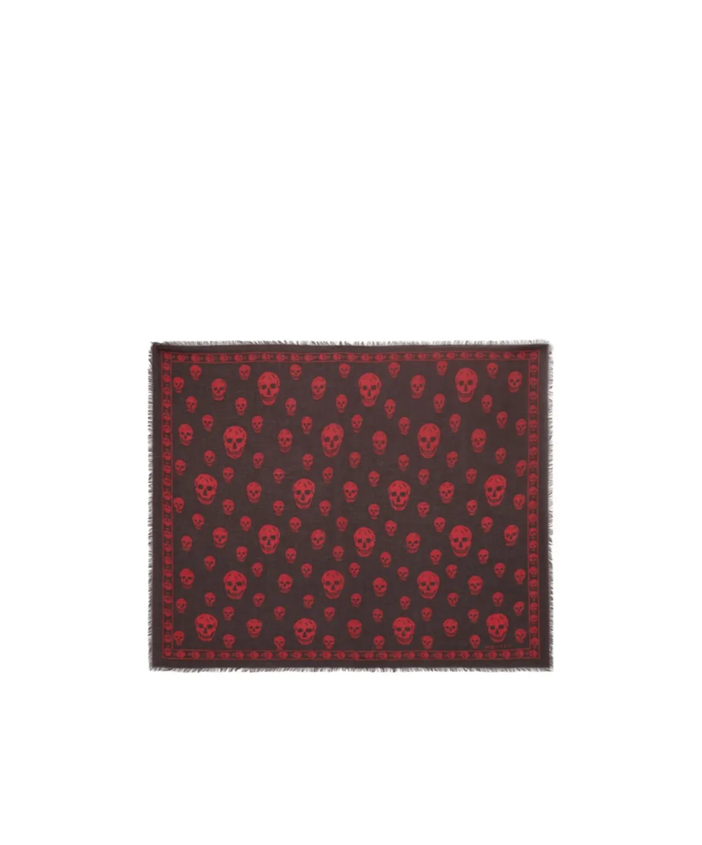 Alexander Mcqueen Classic Skull Printed Frayed-Edeg Scarf