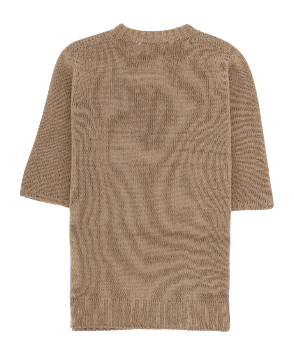 Crew Neck Short-Sleeved Knit Sweater