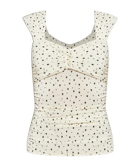 Ruched Polka-Dot Top