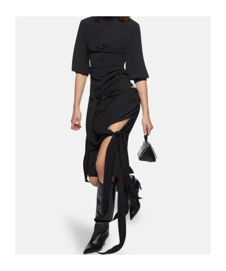The Attico Draped Midi Skirt