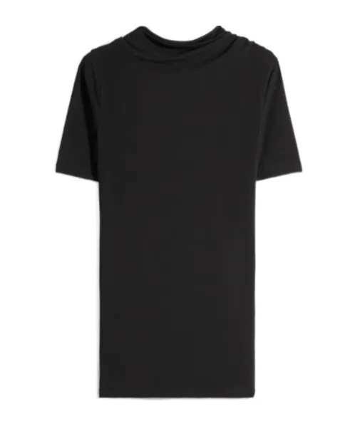 Short Sleeve Twisted Top In Cotton Crepe Jersey