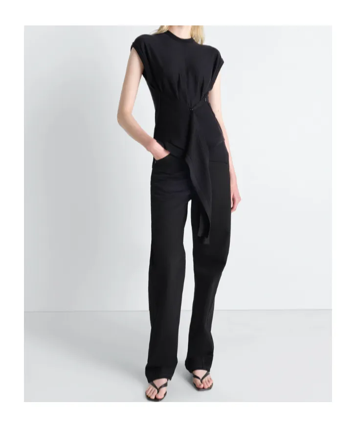 Sleeveless Buttoned Top In Merino Blend