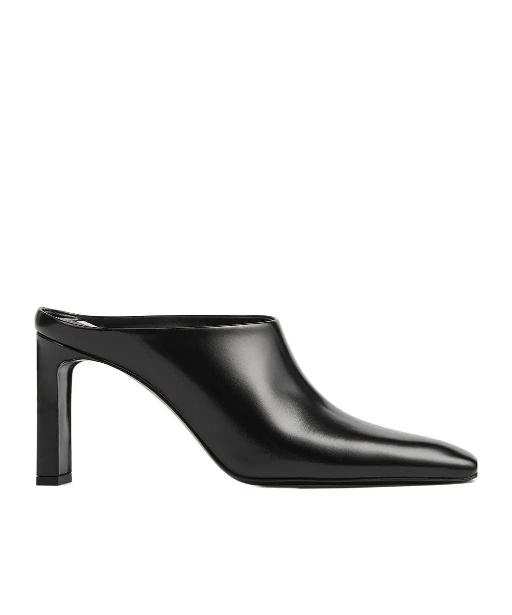 85Mm Box Leather Mules