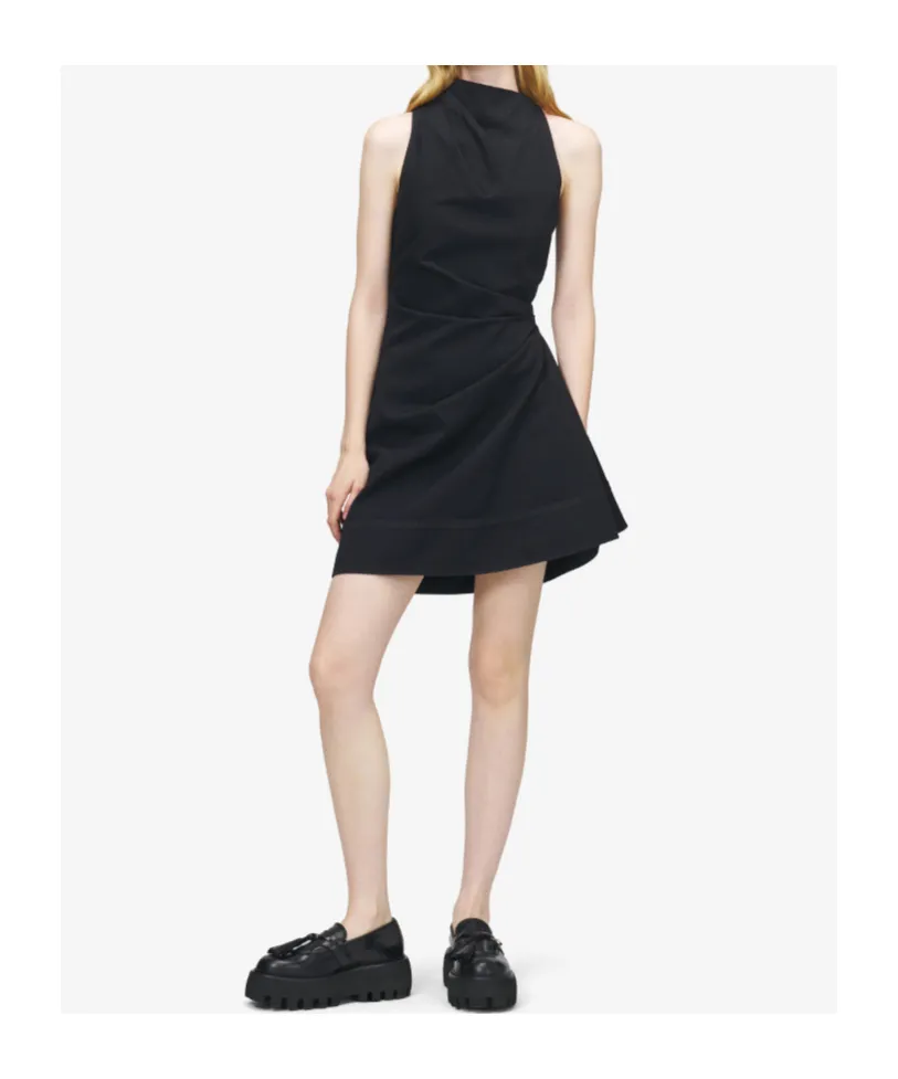 Alexander Mcqueen Denim Asymmetric Mini Dress