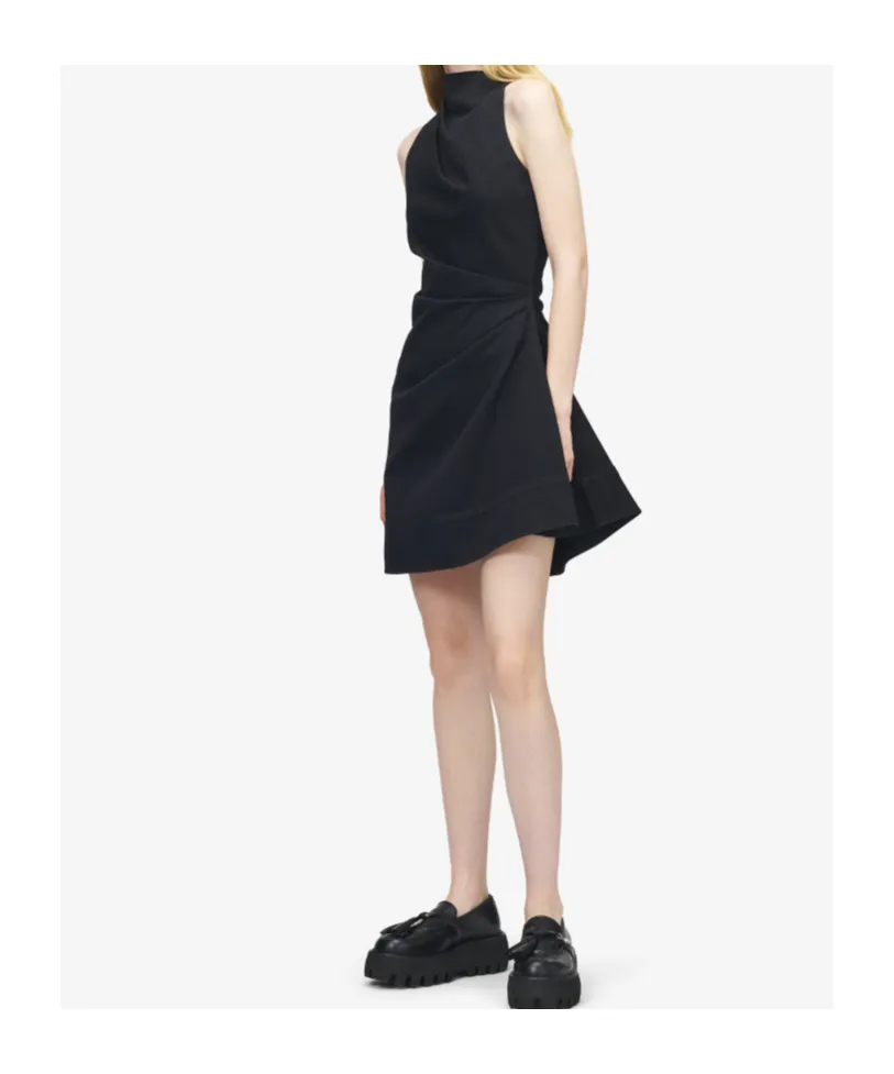 Alexander Mcqueen Denim Asymmetric Mini Dress