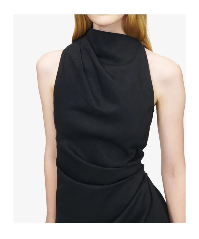 Alexander Mcqueen Denim Asymmetric Mini Dress