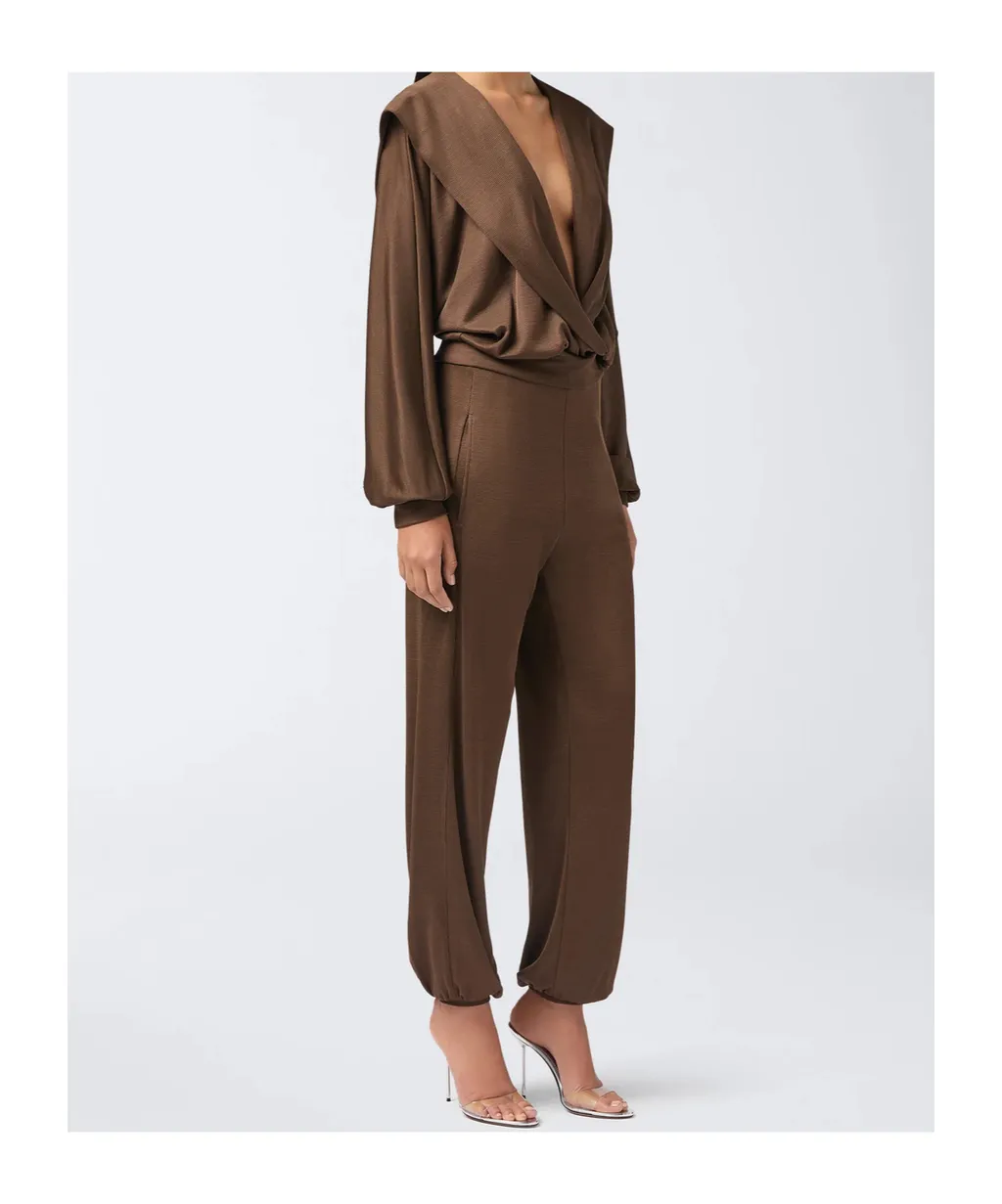 Grace Set Hooded Knitwear Set Chocolate
