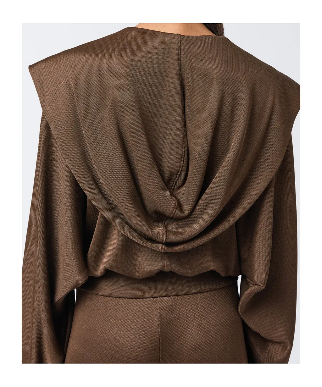Grace Set Hooded Knitwear Set Chocolate