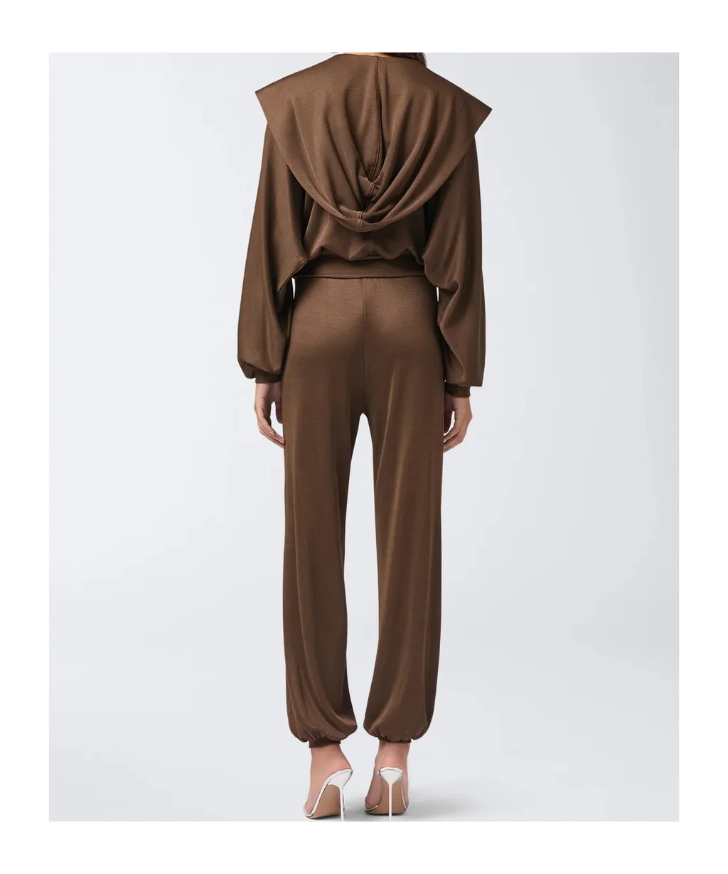 Grace Set Hooded Knitwear Set Chocolate