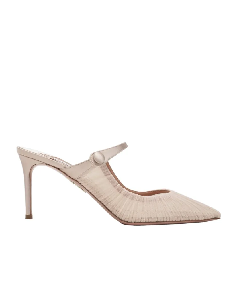 Voil Strappy Pointed-Toe Mules