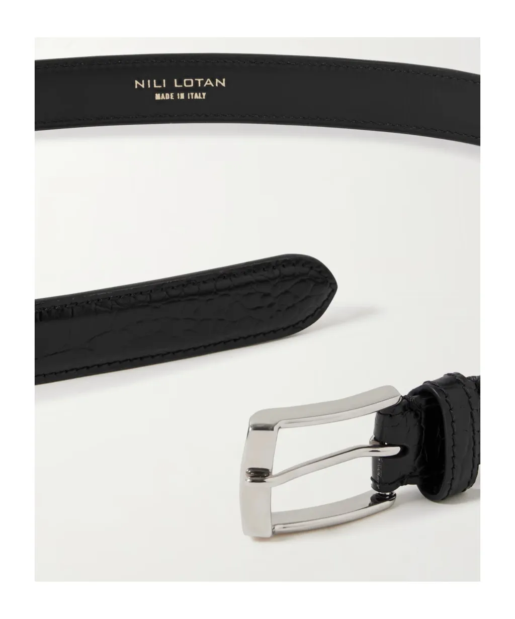 Dana Crocodile-Patterned Leather Belt