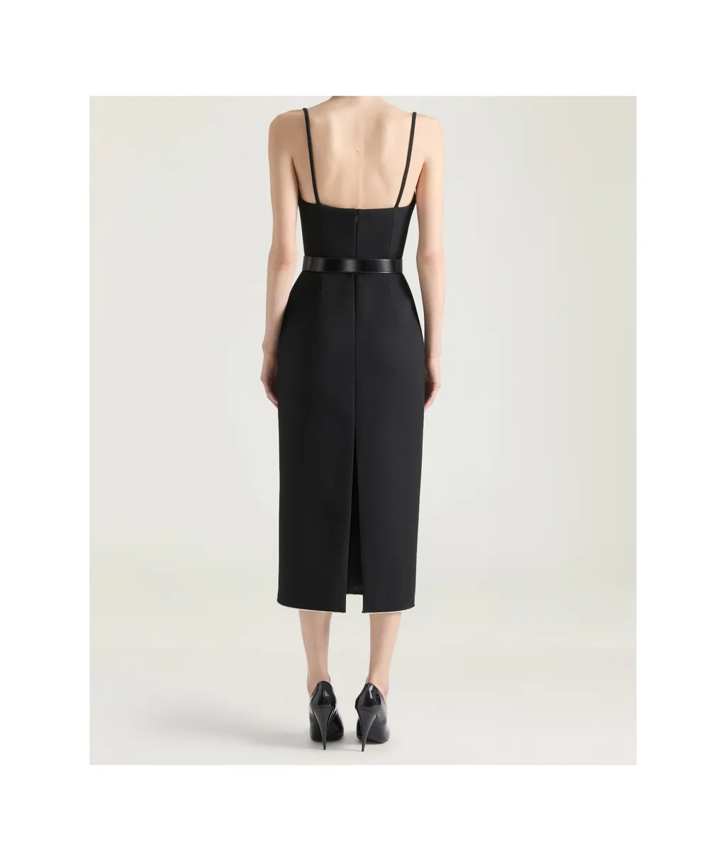 Sweetheart Neckline Dress In Wool