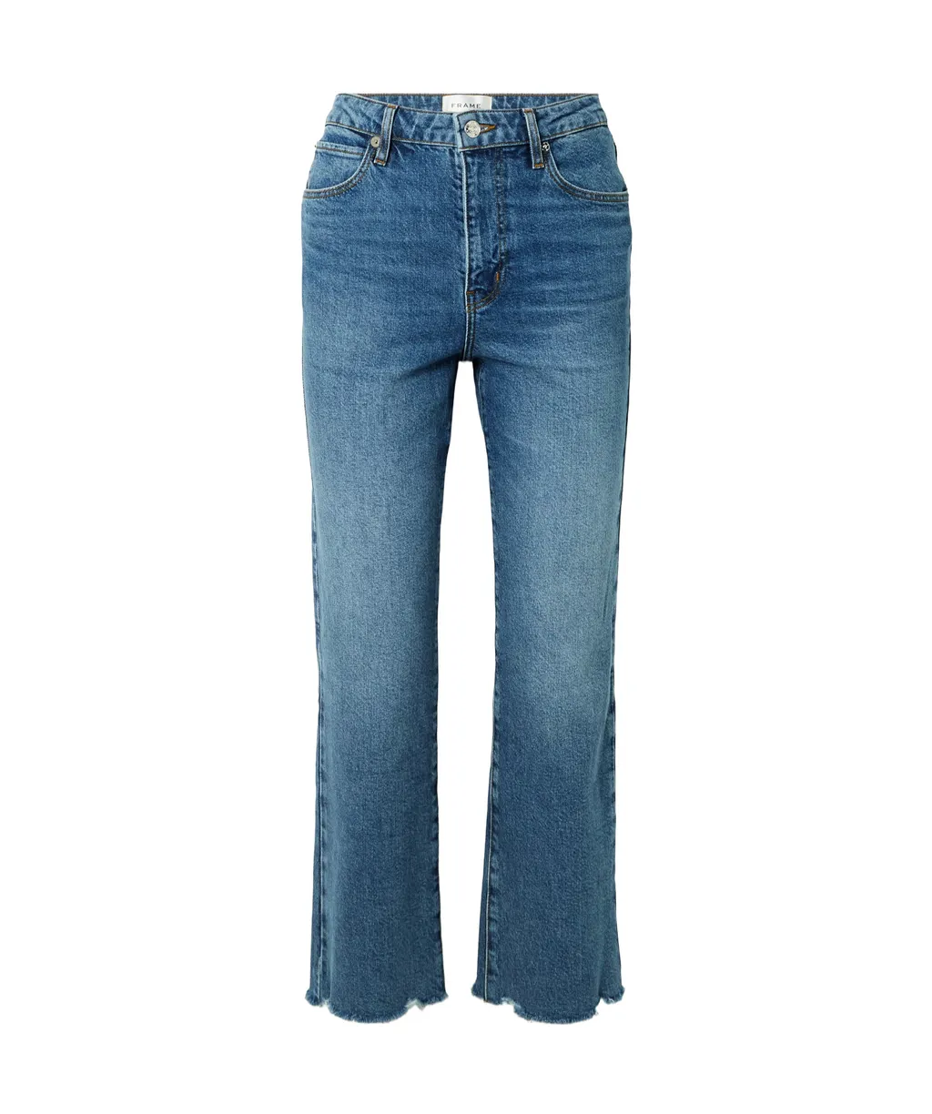 The Ruler Crop Frayed High-Rise Slim-Leg Jeans