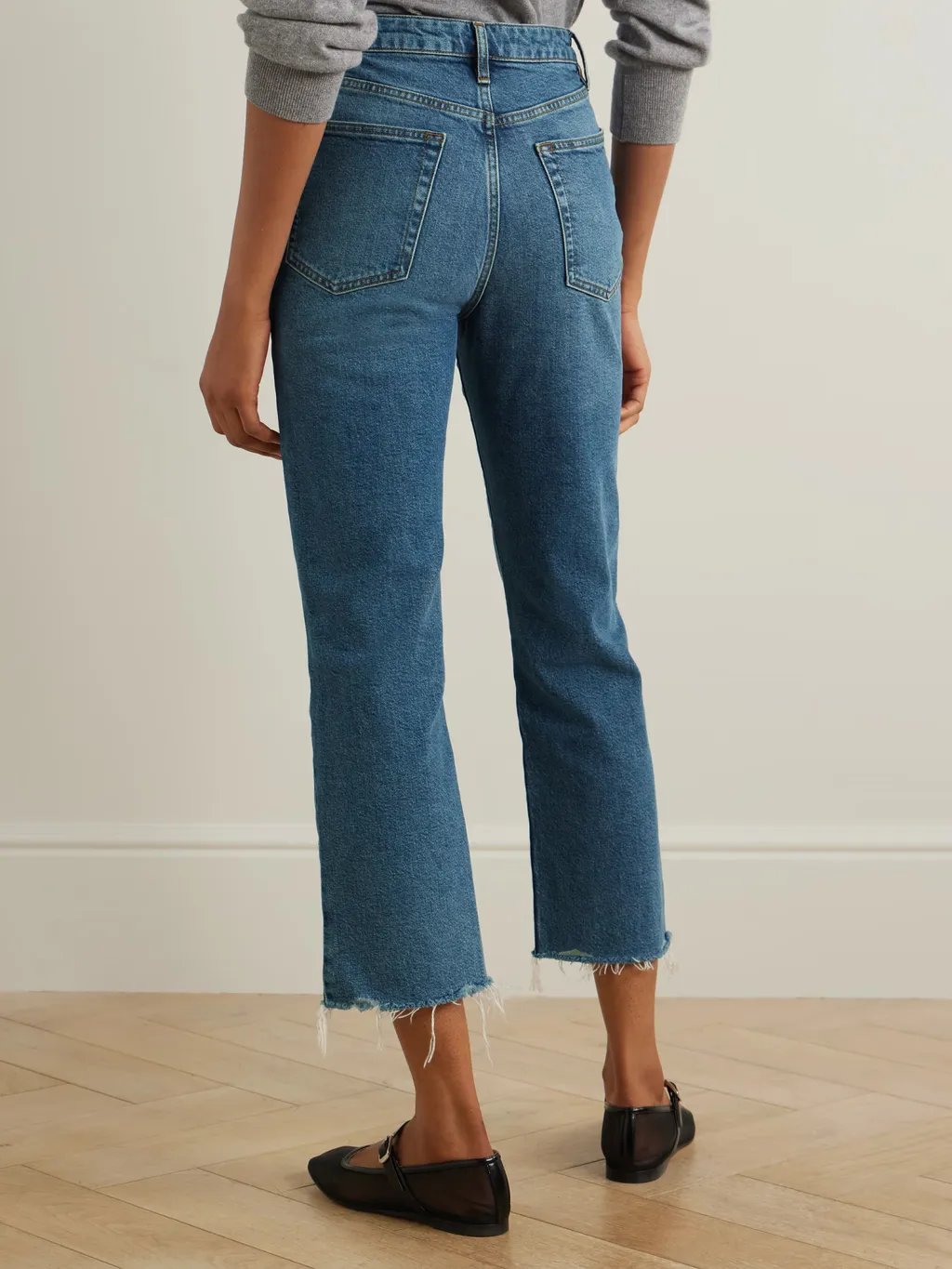 The Ruler Crop Frayed High-Rise Slim-Leg Jeans
