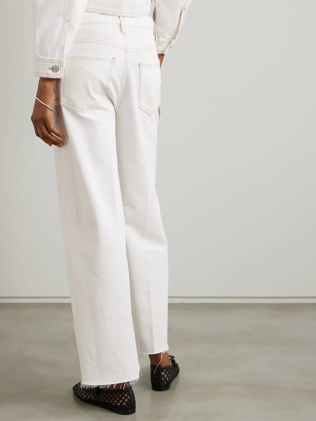 Wide-Leg Nine-Inch High-Waisted Denim Pants
