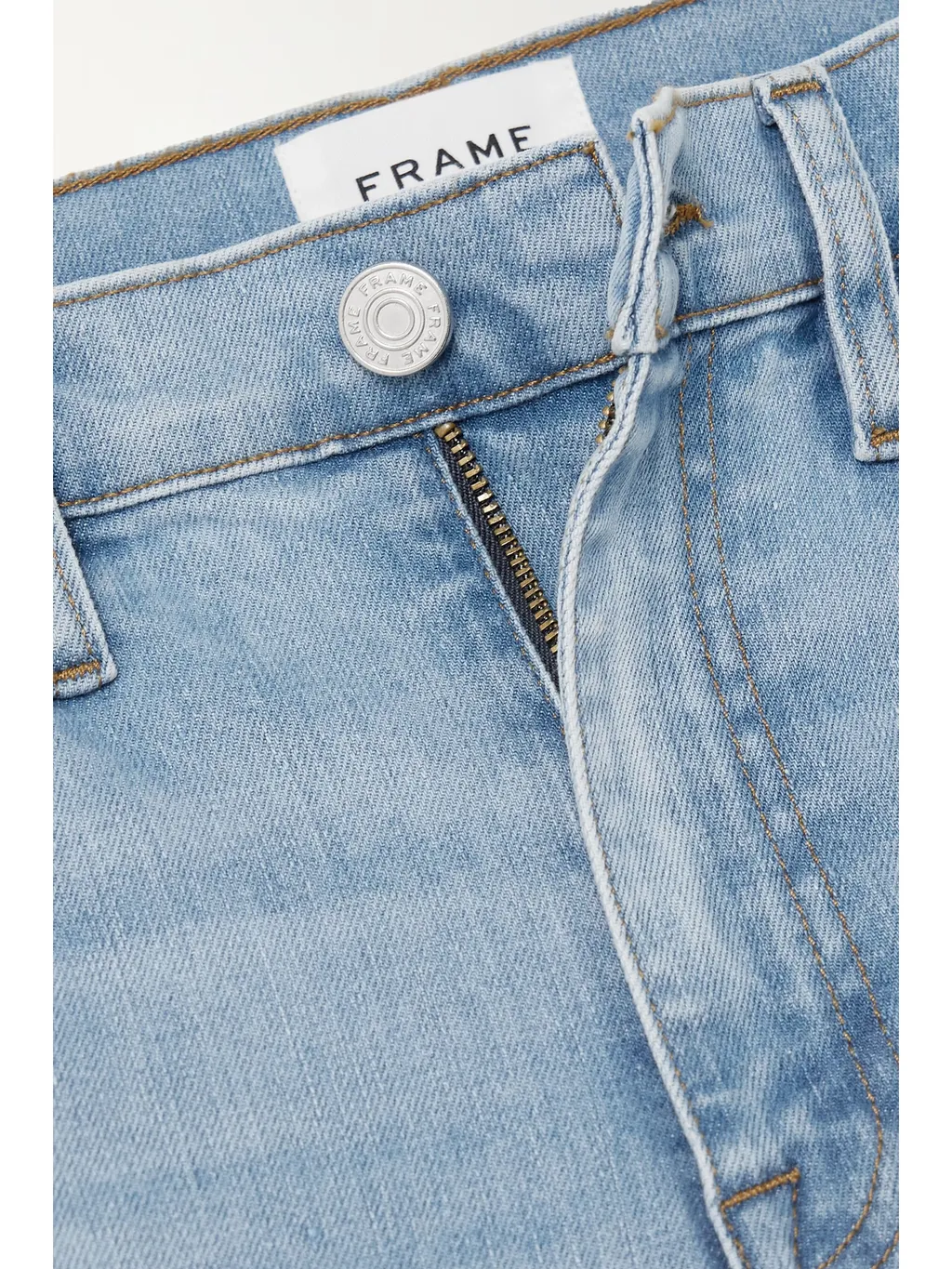High-Waisted Straight-Leg Nine-Inch Denim Pants