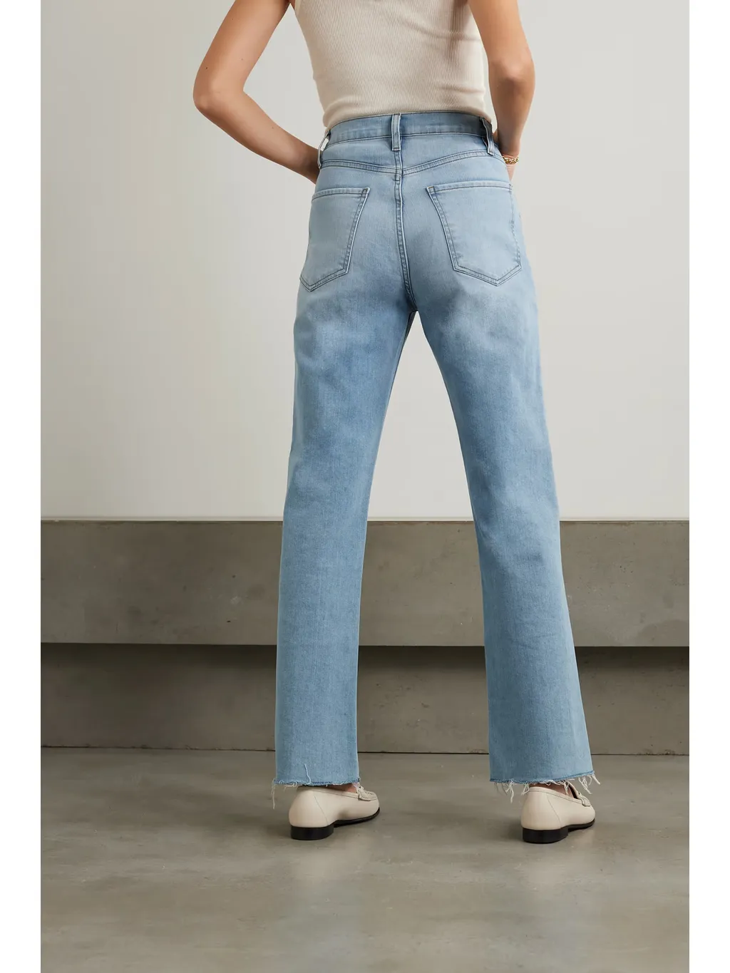 High-Waisted Straight-Leg Nine-Inch Denim Pants