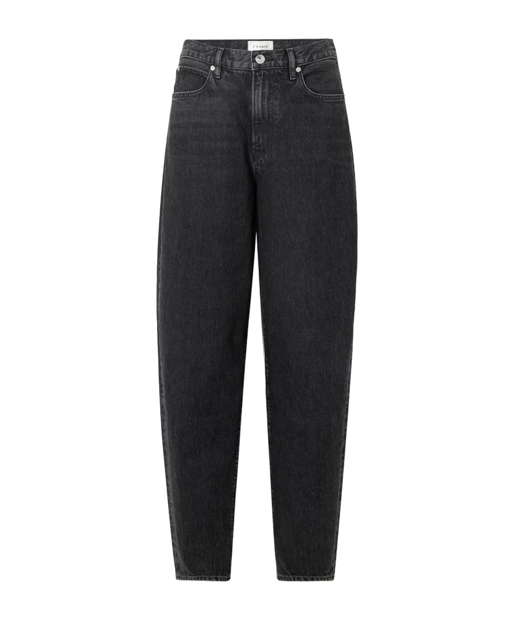 High-Rise Tapered Denim Trousers