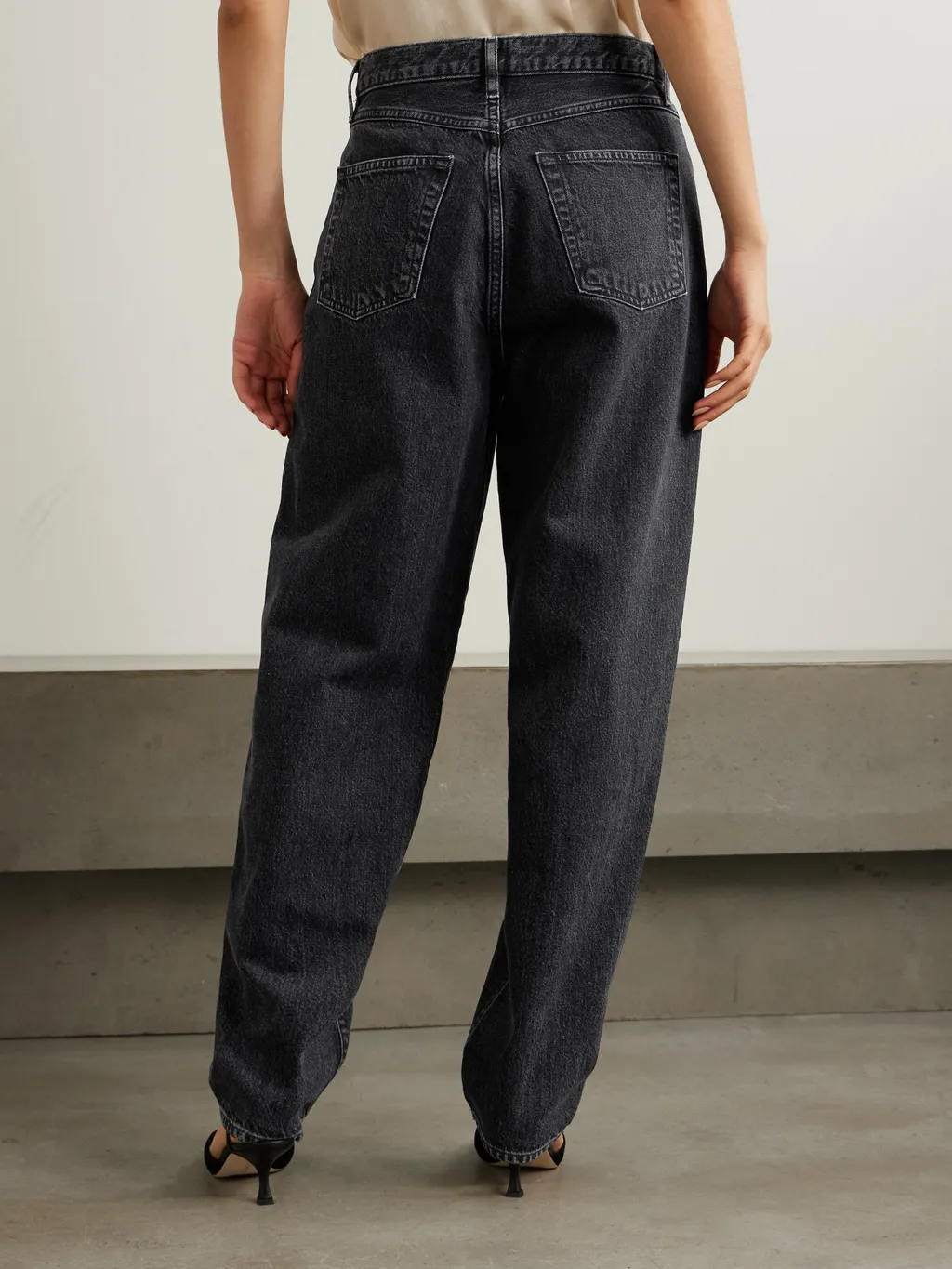 High-Rise Tapered Denim Trousers
