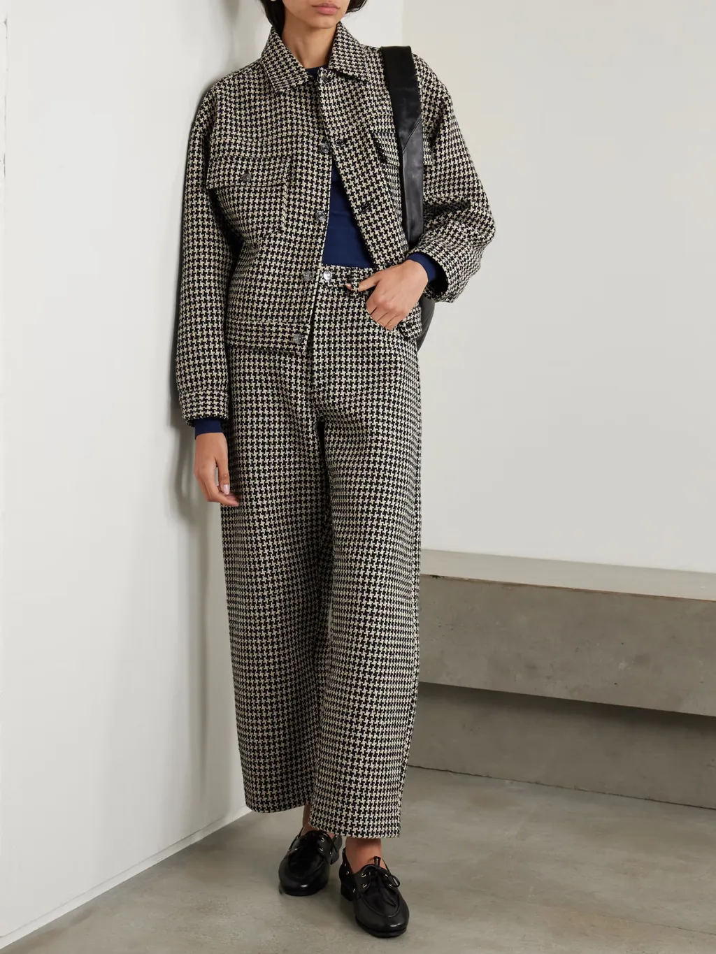 Houndstooth Tweed Track Pants