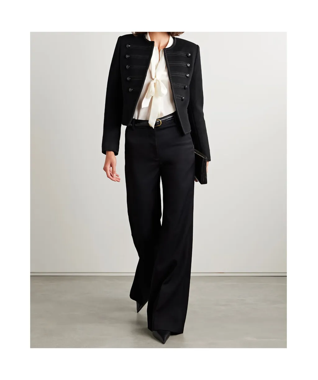 Joni Button-Embellished Cropped Blazer