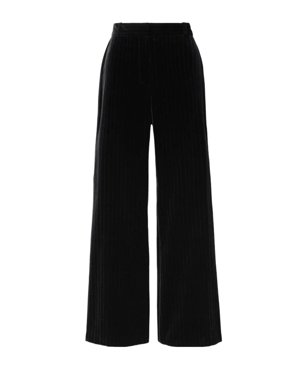 Pinstripe Wide-Leg Track Pants