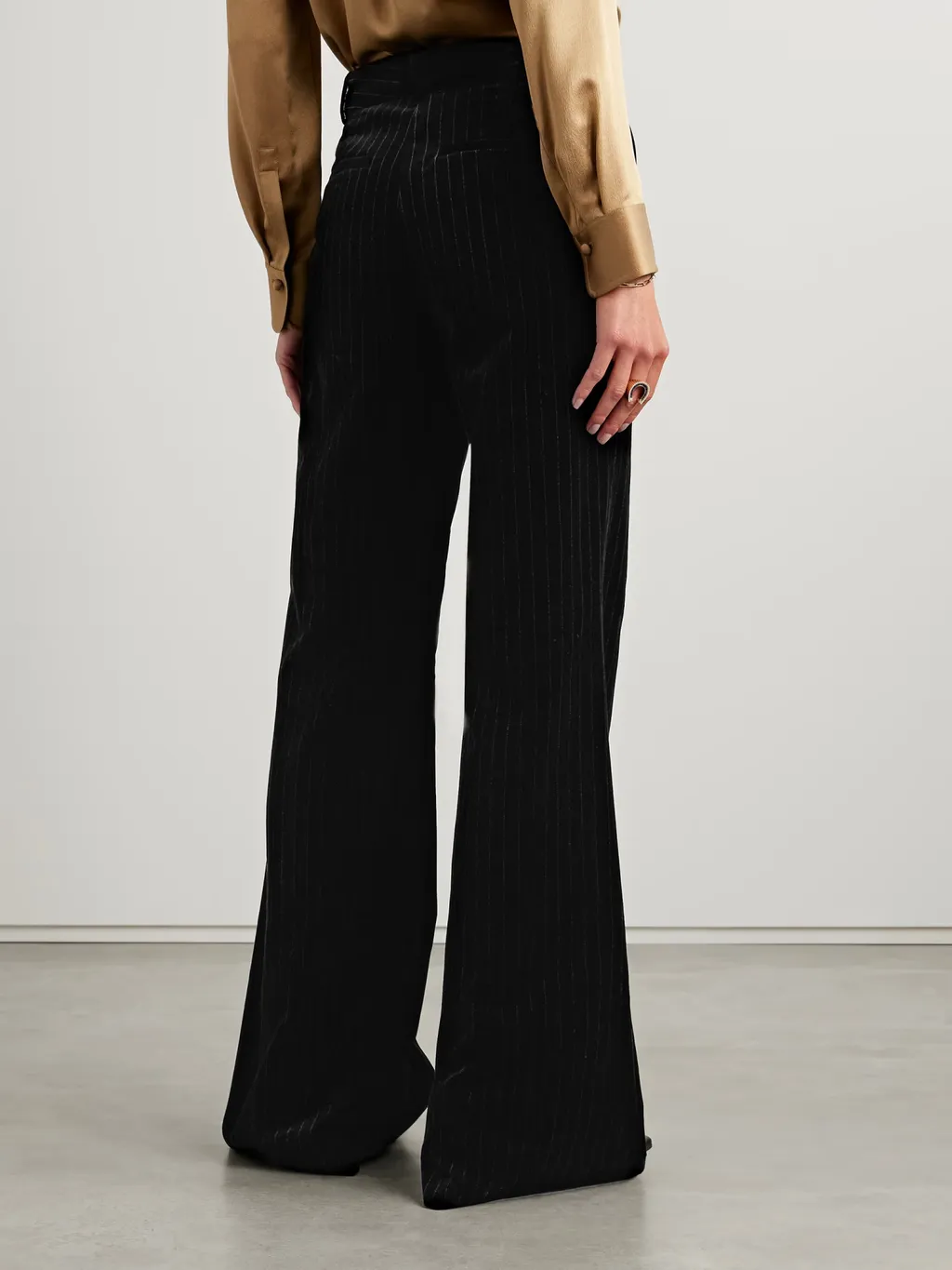 Pinstripe Wide-Leg Track Pants
