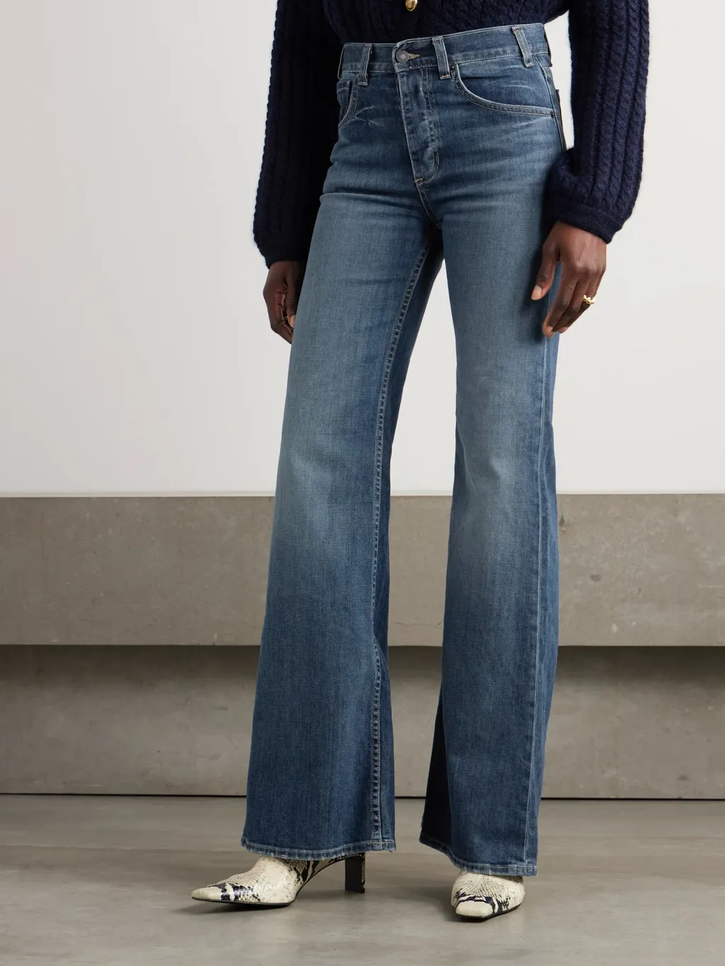 Terrell Frayed High-Rise Straight-Leg Jeans
