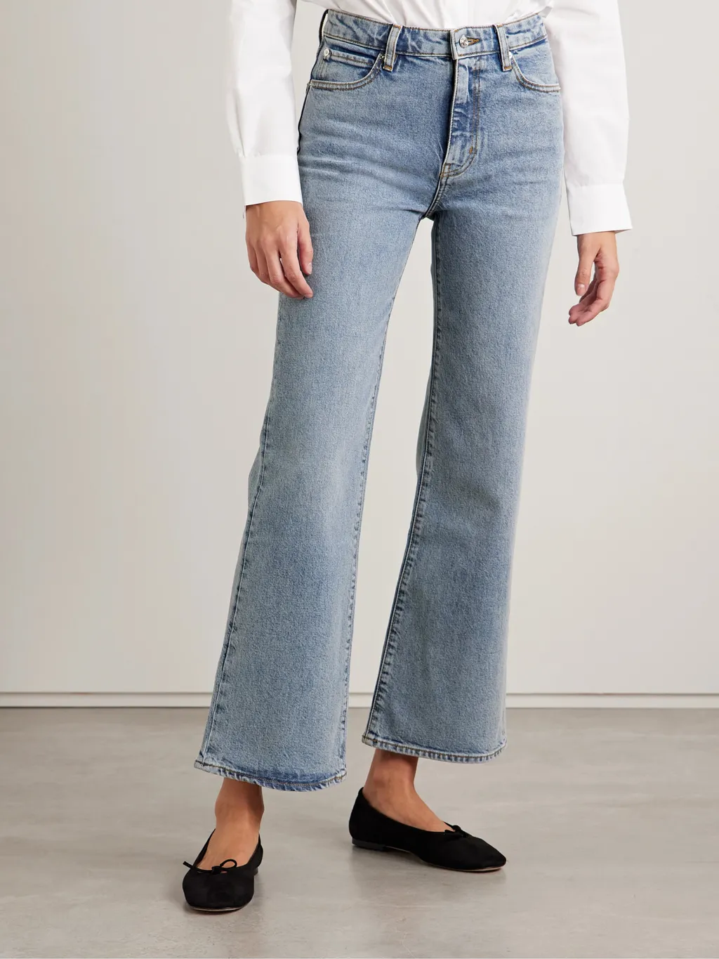 High-Waisted Flared Cropped Jeans
