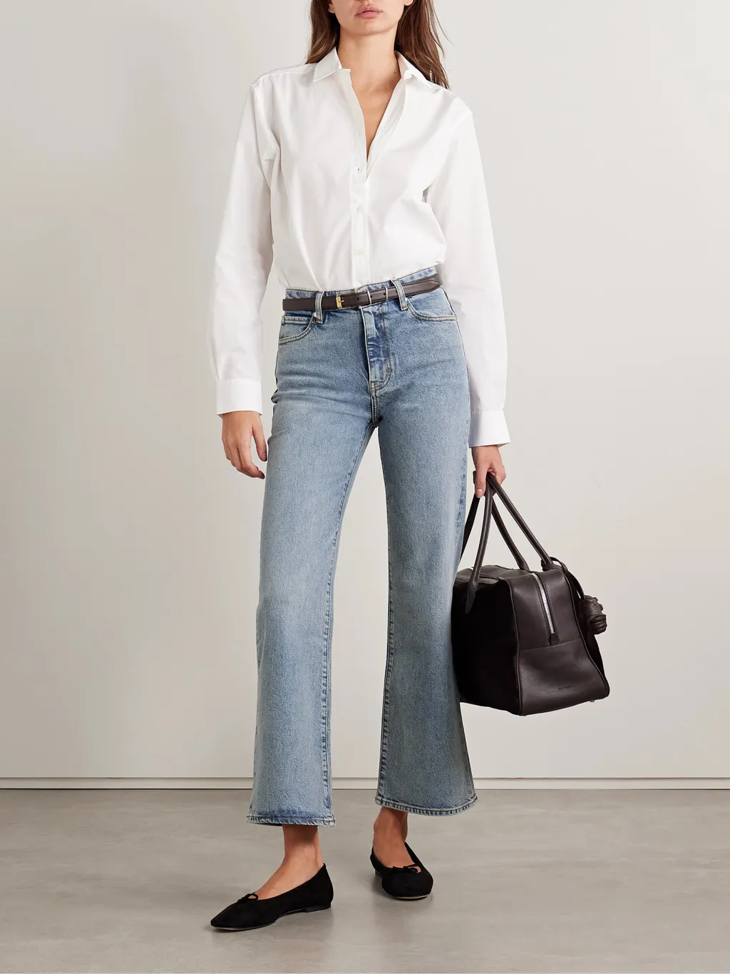 High-Waisted Flared Cropped Jeans