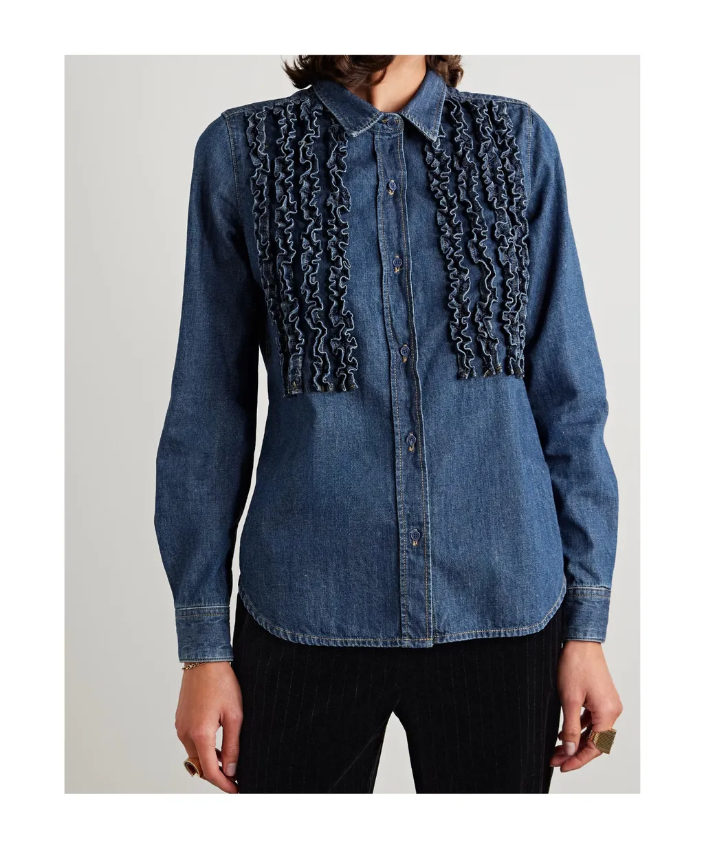 Lexa Ruffled Denim Shirt
