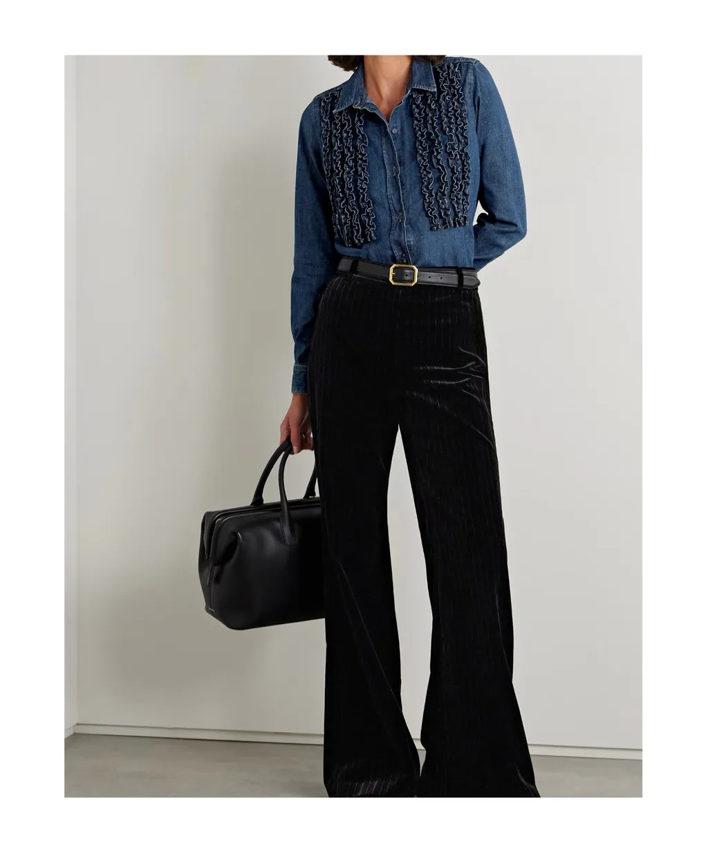 Lexa Ruffled Denim Shirt