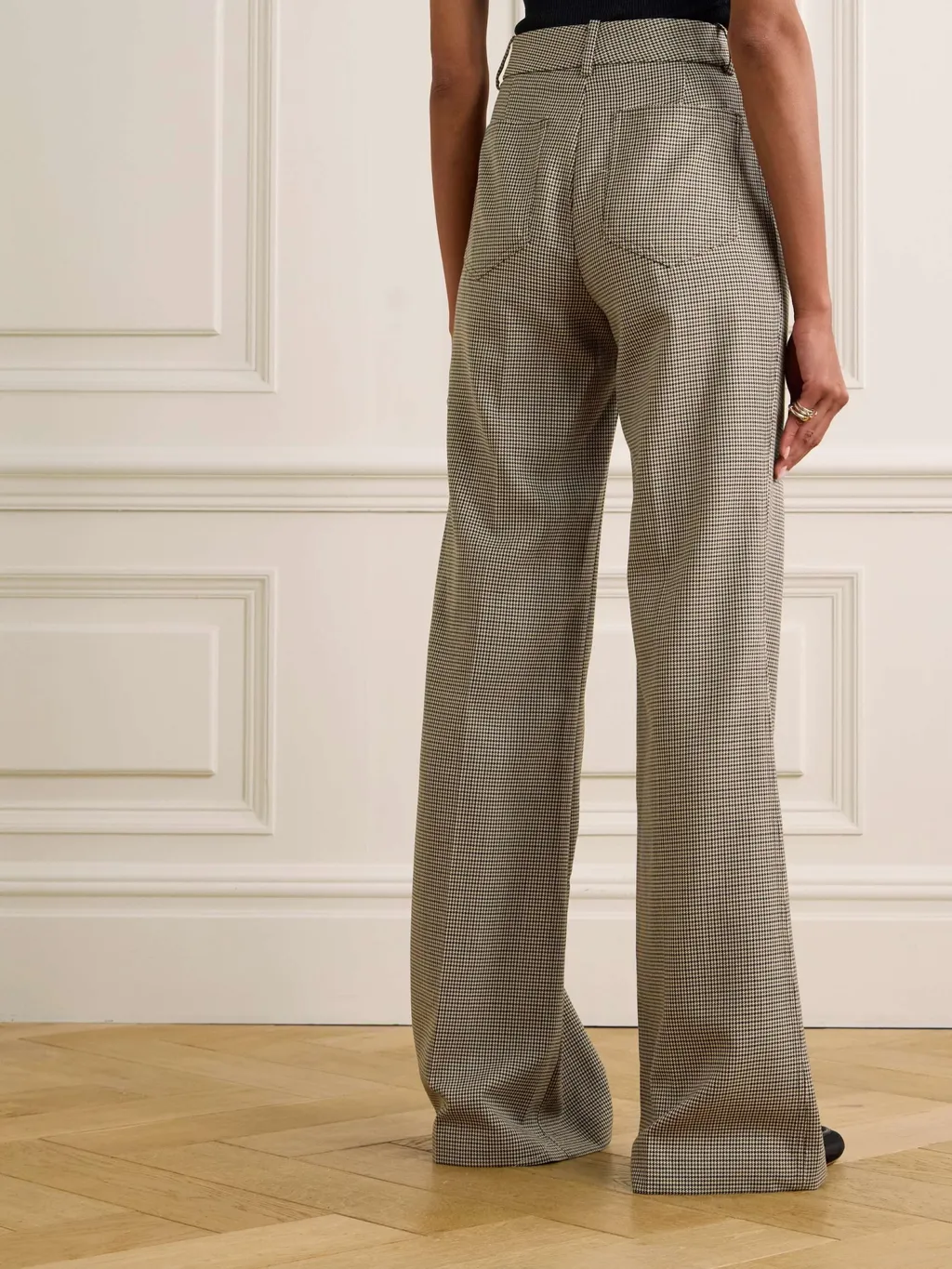 Houndstooth Flared Casual Pants