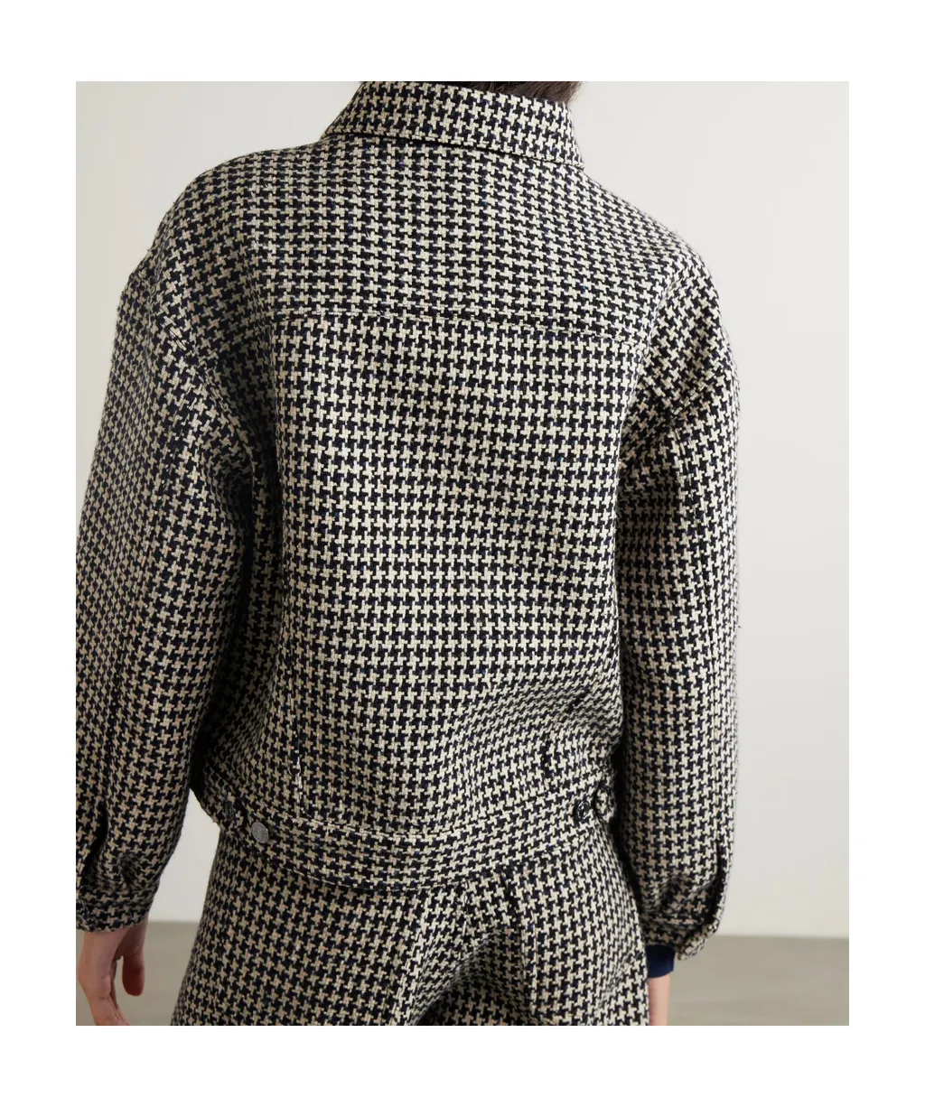 Houndstooth Tweed Casual Jacket
