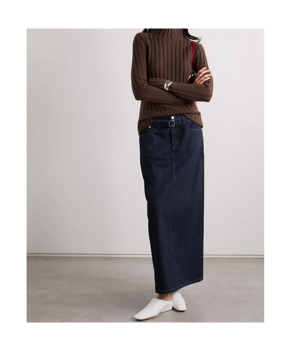 Belted Denim Skirt