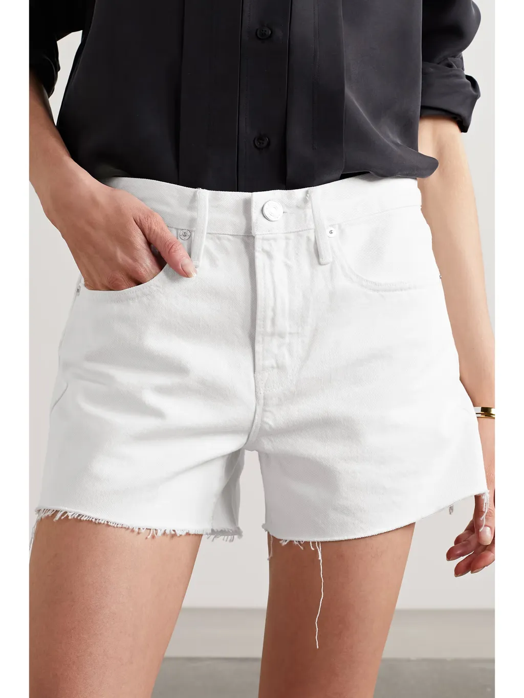 Rounded-Edge Denim Shorts