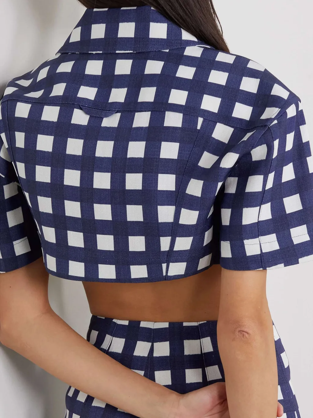 Bebi Cropped Checked Canvas Top