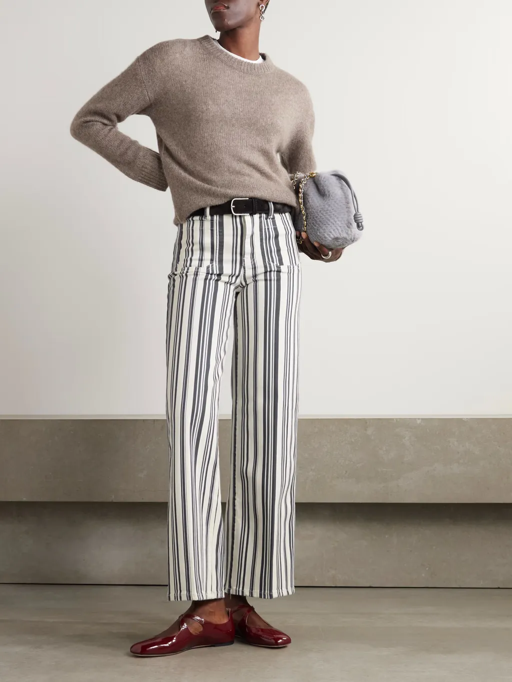 Striped High Waist Wide Leg Casual Pants