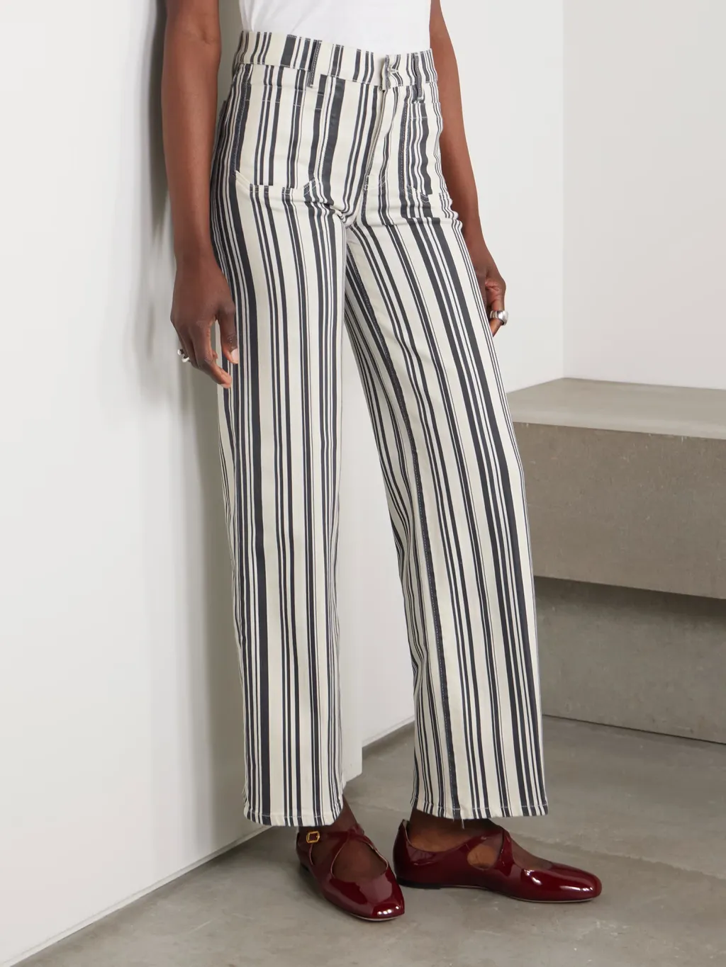 Striped High Waist Wide Leg Casual Pants